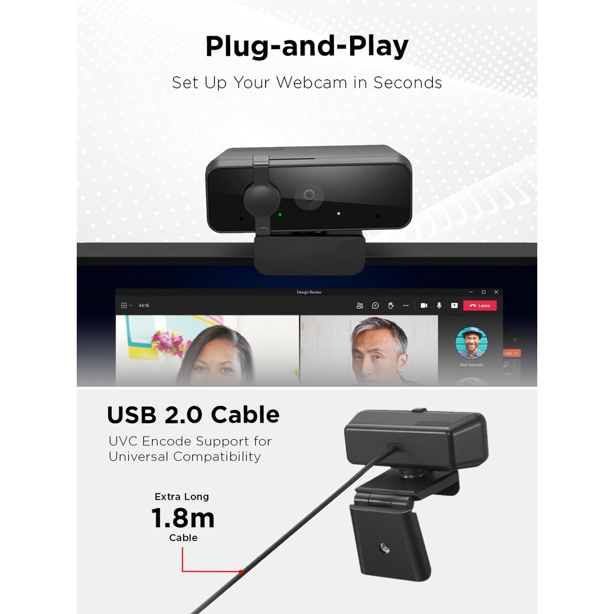 Lenovo 310 webcam 1920 x 1080 pixels USB 2.0 Noir