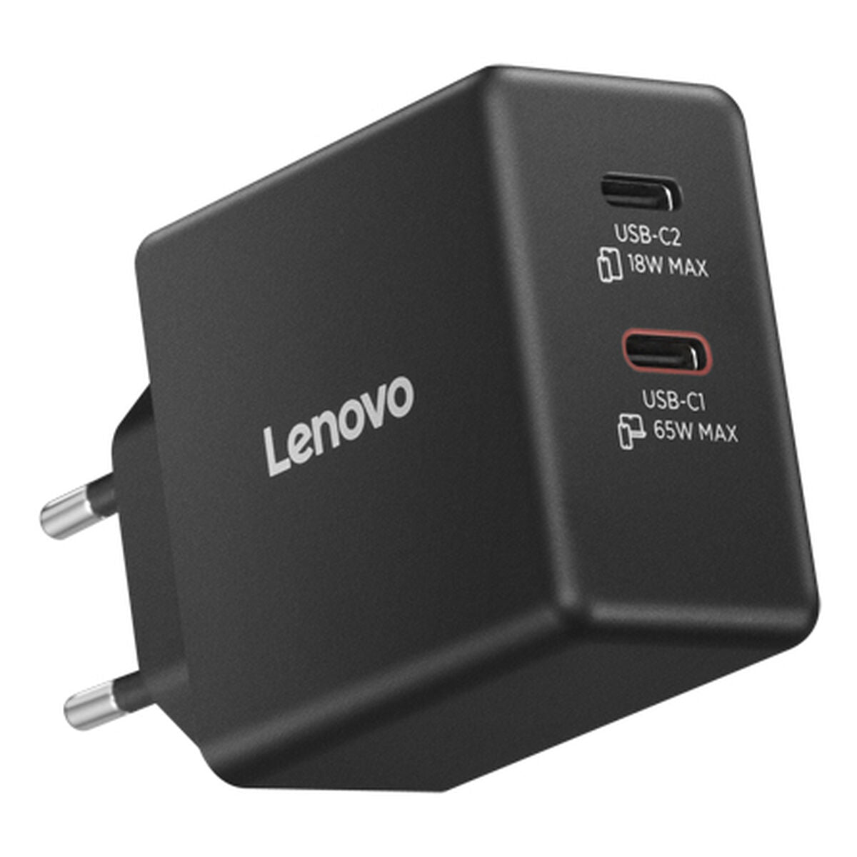 LENOVO Dual Power adapter GaN USB-C AC 100/240 V 65Watt output connectors: 2 black