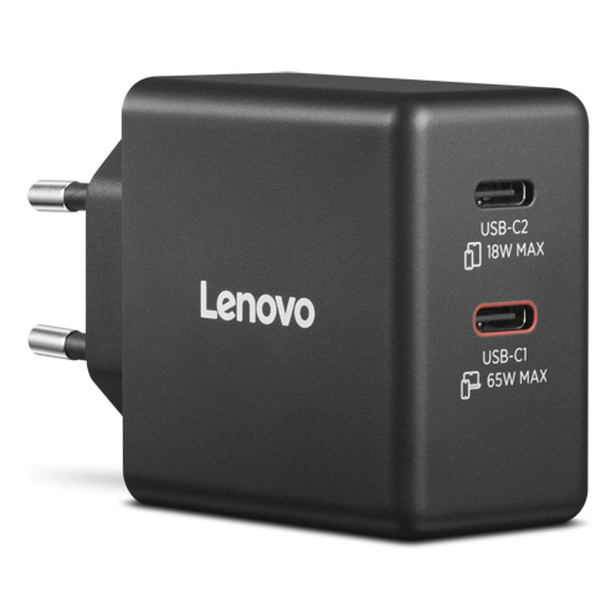 LENOVO Dual Power adapter GaN USB-C AC 100/240 V 65Watt output connectors: 2 black