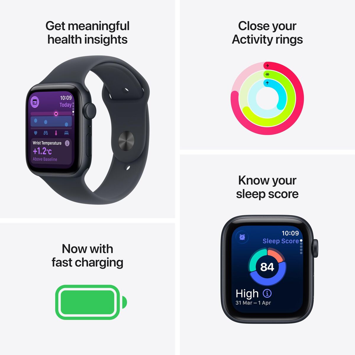 Apple Watch SE 3 GPS + Cellular 44 mm, boîtier en aluminium Starlight avec bracelet Sport Starlight - M/L