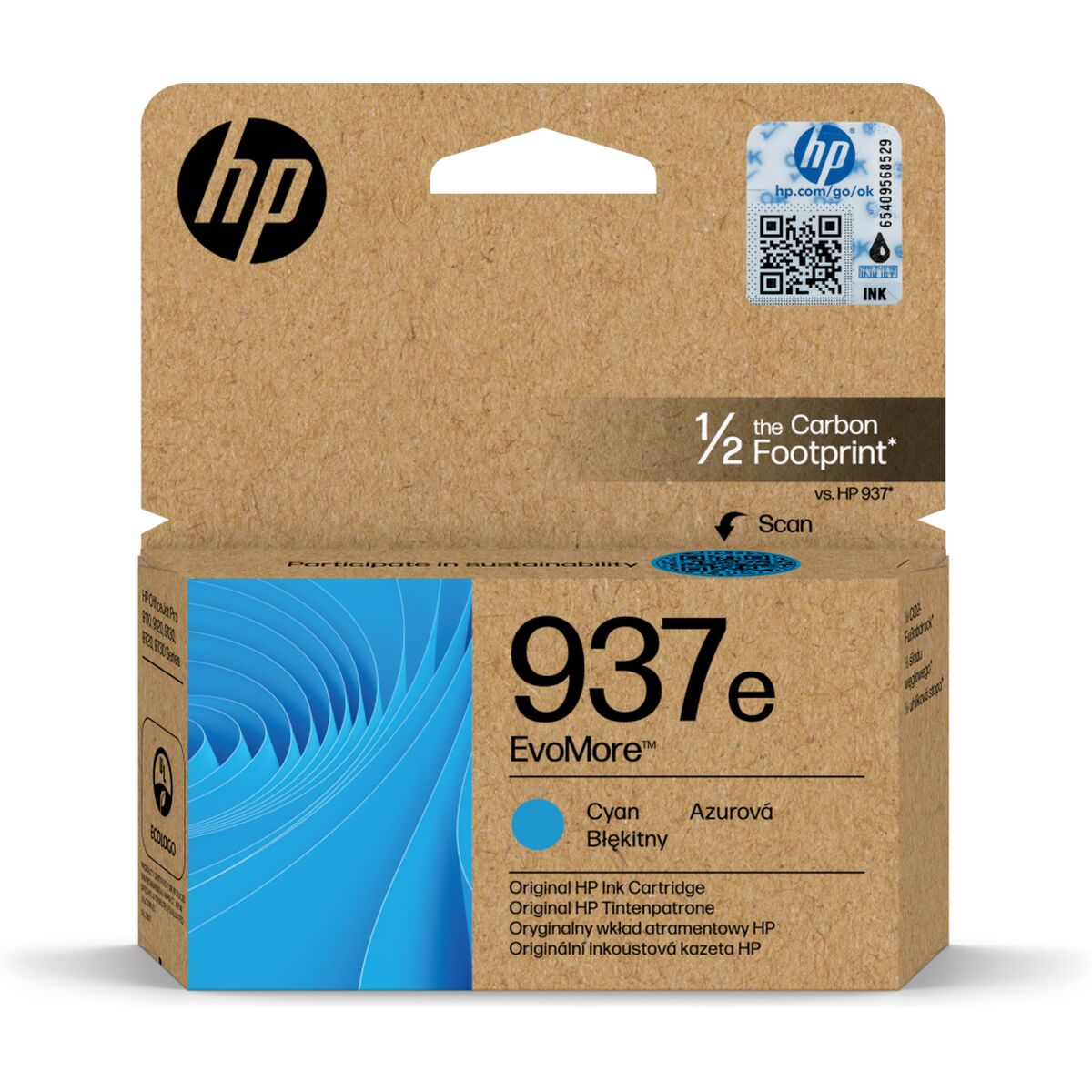 HP 937e EvoMore Cyan Original Ink Cartridge cartouche d'encre 1 piece(s) Rendement élevé (XL)