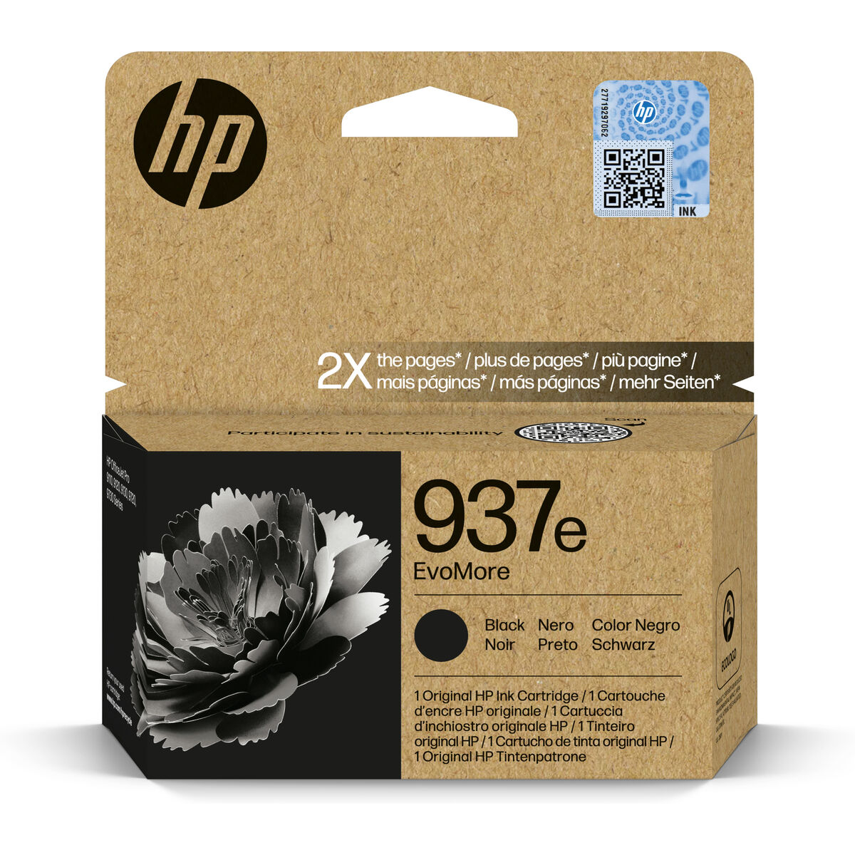 HP 937e EvoMore Black Original Ink Cartridge cartouche d'encre 1 piece(s) Rendement élevé (XL)