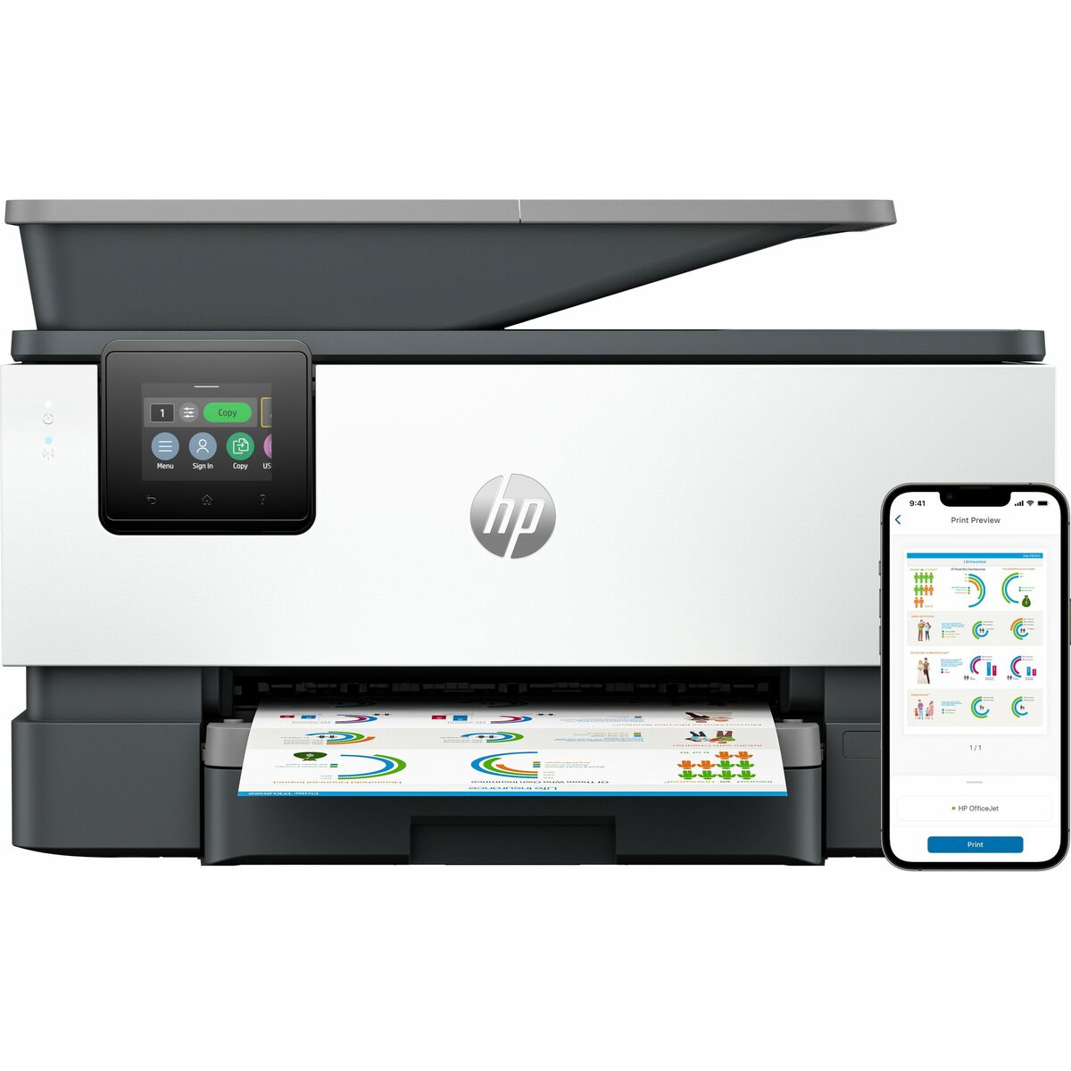 HP Officejet Pro 9120b All-in-One MFP colour ink-jet A4 19ppmcopy 20ppmprint 250 sheets USB 2.0 LAN Wi-Fi USB host
