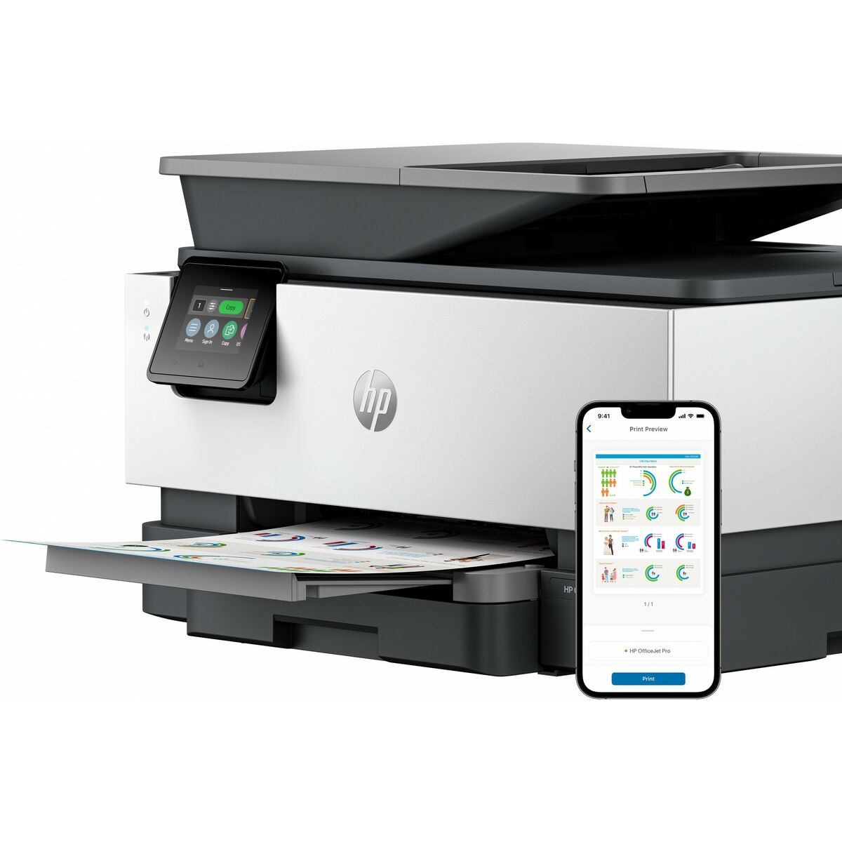 HP Officejet Pro 9120b All-in-One MFP colour ink-jet A4 19ppmcopy 20ppmprint 250 sheets USB 2.0 LAN Wi-Fi USB host