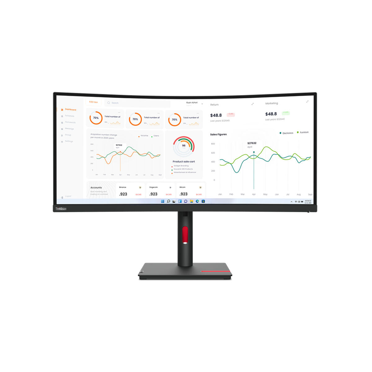 LENOVO T34w-30 34p WQHD VA 21:9 Monitor HDMI DP