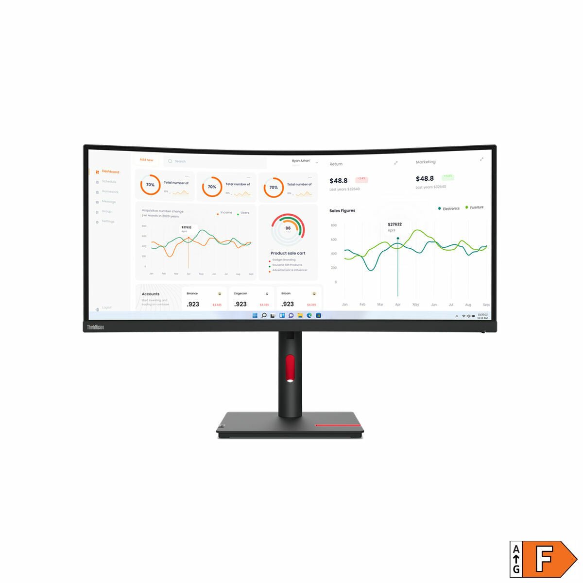 LENOVO T34w-30 34p WQHD VA 21:9 Monitor HDMI DP