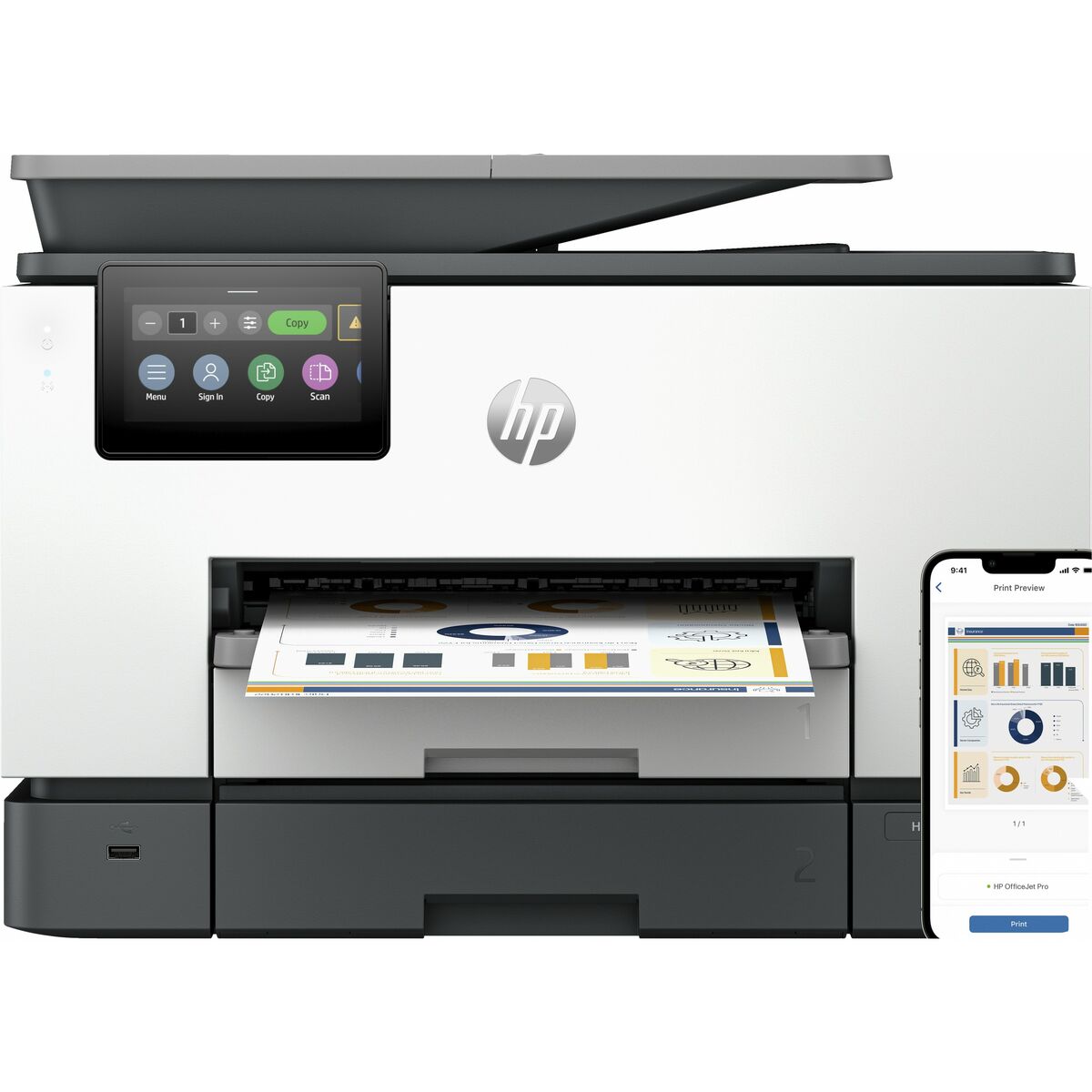 HP Officejet Pro 9130b All-in-One MFP colour ink-jet A4 23ppmcopy 25ppmprint 250 sheets USB2.0 LAN Wi-Fi imprimante multifonction