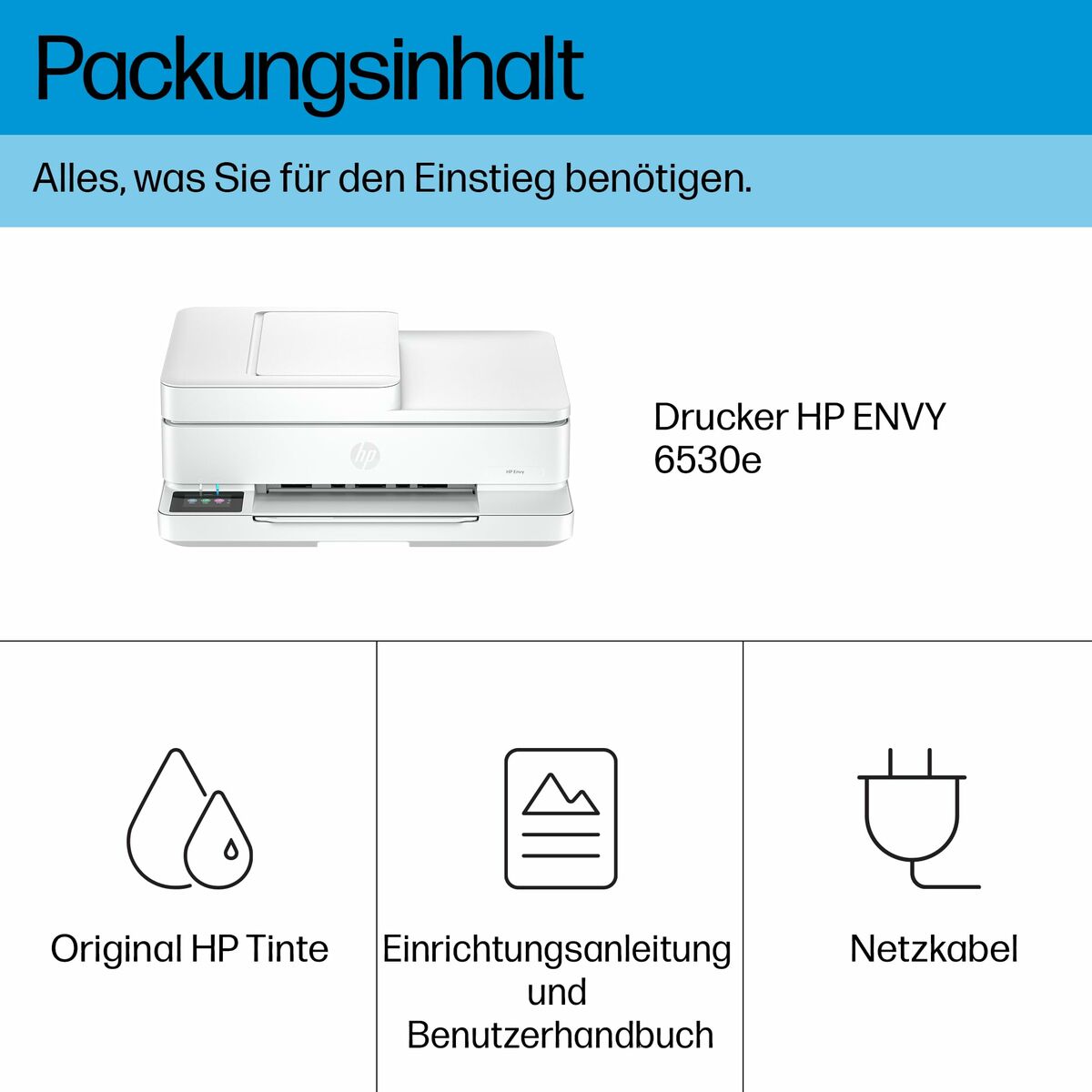 HP ENVY 6530e All-in-One MFP colour inkjet 216x297mm A4 8ppm Copy 10ppm Print 100sheets Wi-Fi USB White