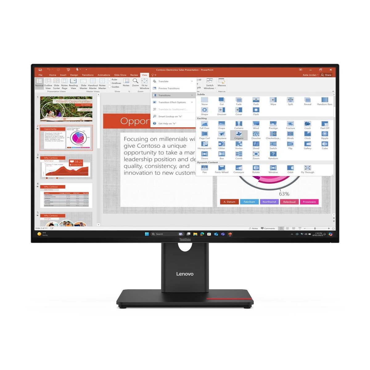 LENOVO ThinkVision T27-40 LED Écran 27p 1920x1080 Full HD (1080p) 120Hz IPS 300cd/m2 1500:1 4ms HDMI VGA DisplayPort 3y