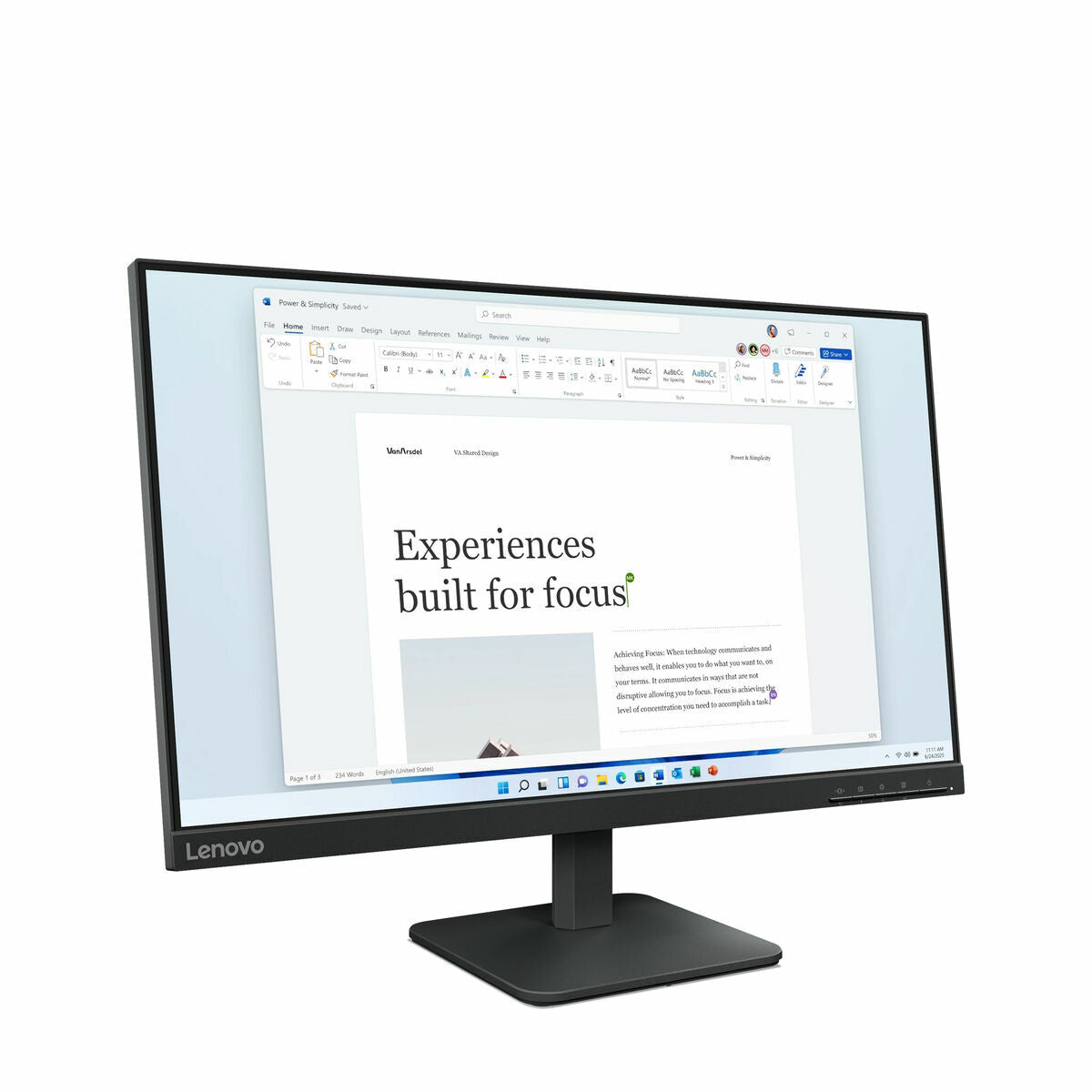 "Lenovo L24-4e écran plat de PC 60,5 cm (23.8"") 1920 x 1080 pixels Full HD LCD Noir"