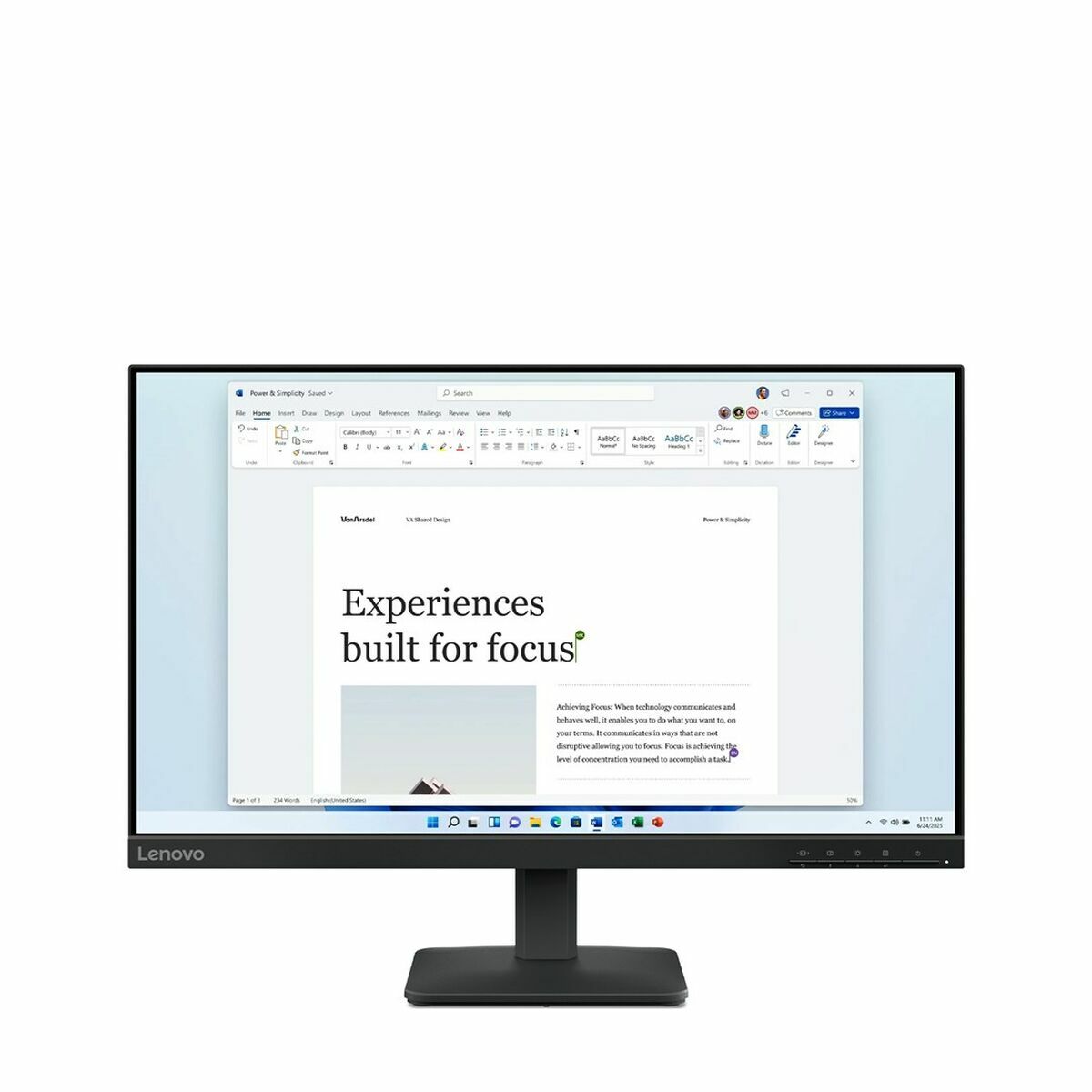 "Lenovo L24-4e écran plat de PC 60,5 cm (23.8"") 1920 x 1080 pixels Full HD LCD Noir"