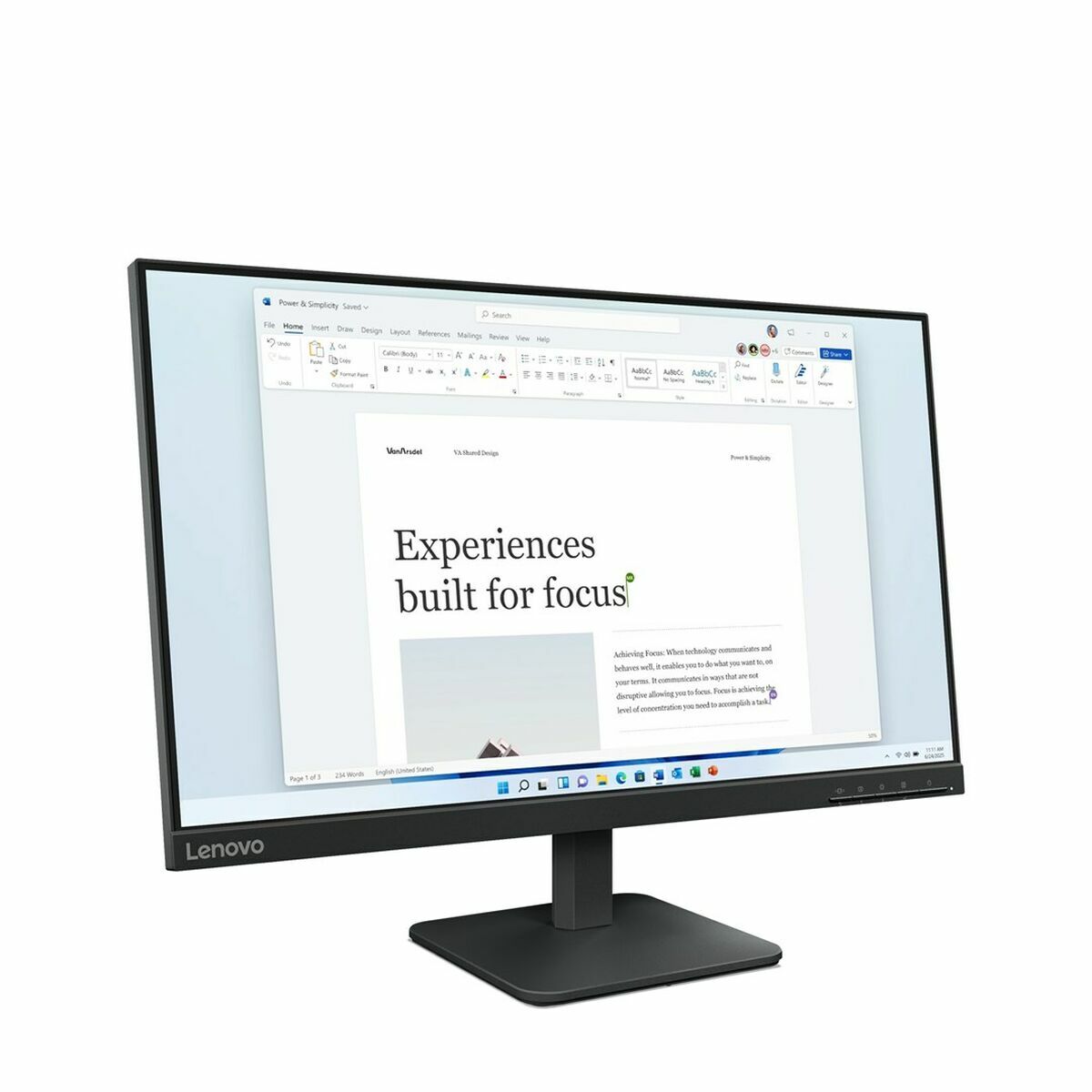 "Lenovo L24-4e écran plat de PC 60,5 cm (23.8"") 1920 x 1080 pixels Full HD LCD Noir"
