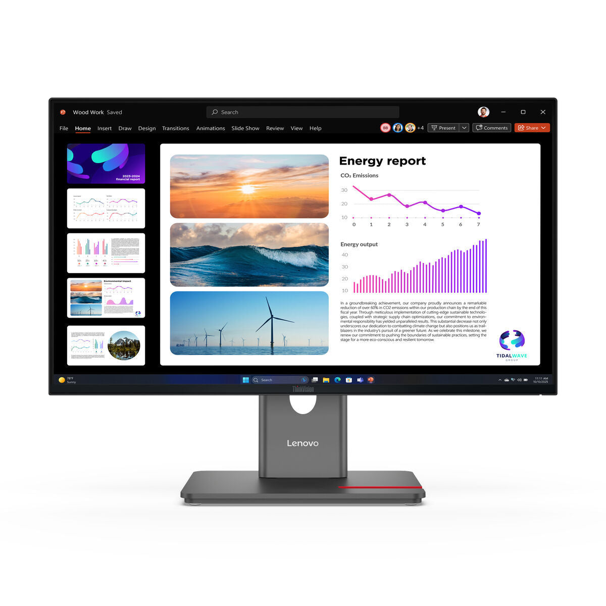 LENOVO ThinkVision P24Q-40 LED Écran 24p 2560x1440 QHD 120Hz IPS 300cd/m2 1500:1 HDR10 4ms HDMI DisplayPort DaisyChain