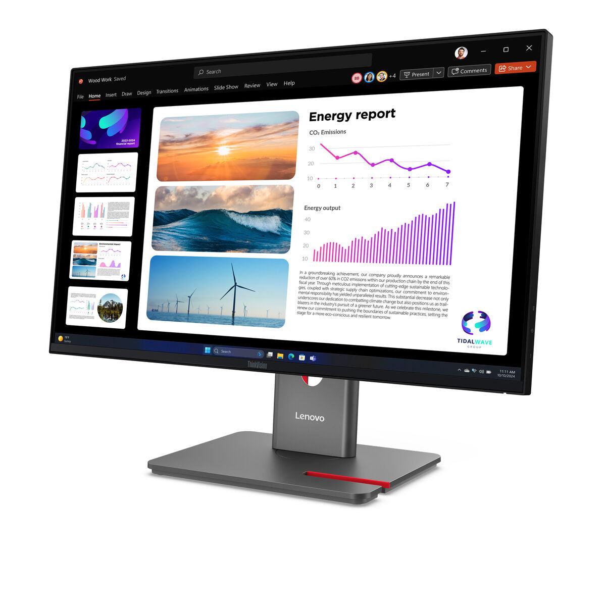 LENOVO ThinkVision P24Q-40 LED Écran 24p 2560x1440 QHD 120Hz IPS 300cd/m2 1500:1 HDR10 4ms HDMI DisplayPort DaisyChain