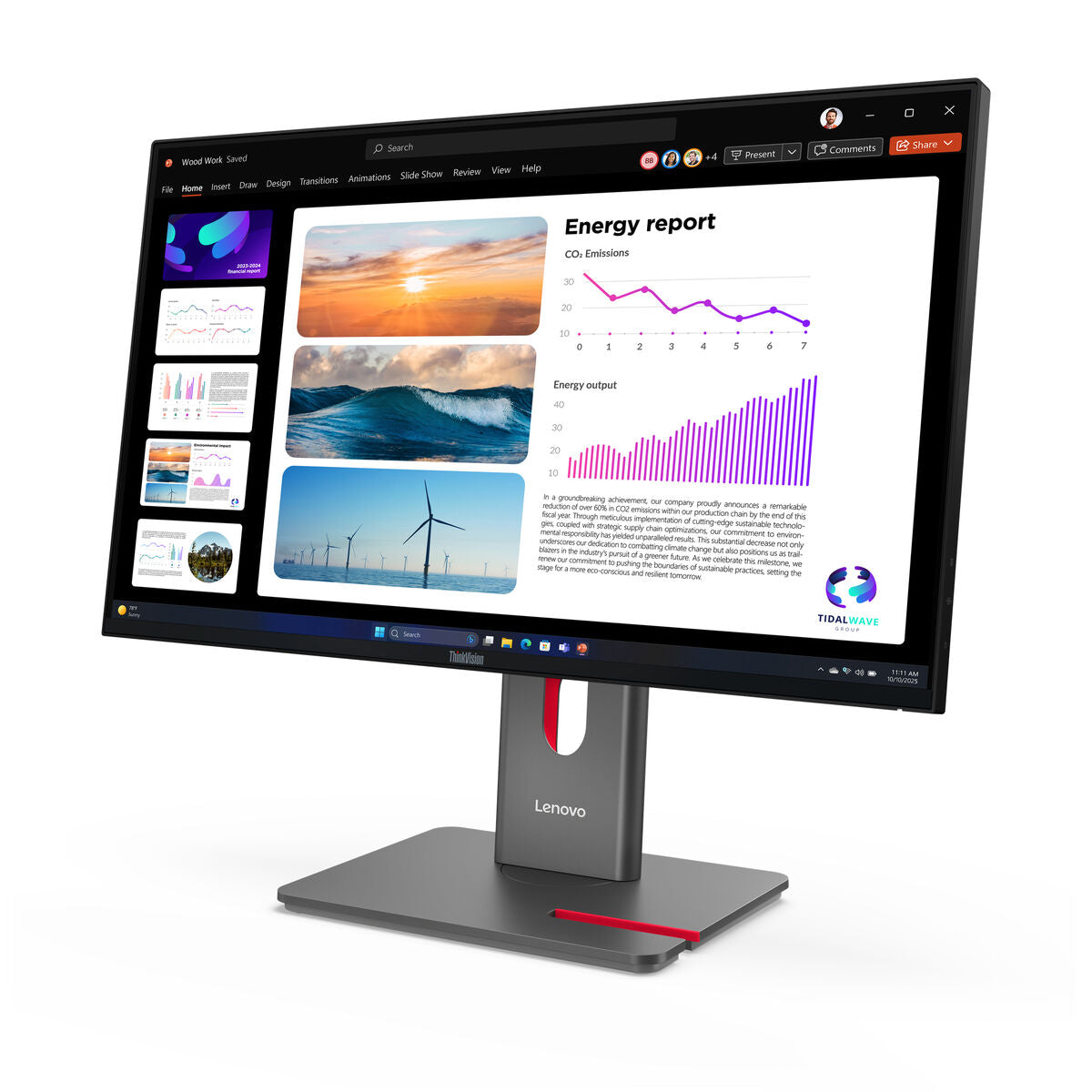 LENOVO ThinkVision P24Q-40 LED Écran 24p 2560x1440 QHD 120Hz IPS 300cd/m2 1500:1 HDR10 4ms HDMI DisplayPort DaisyChain