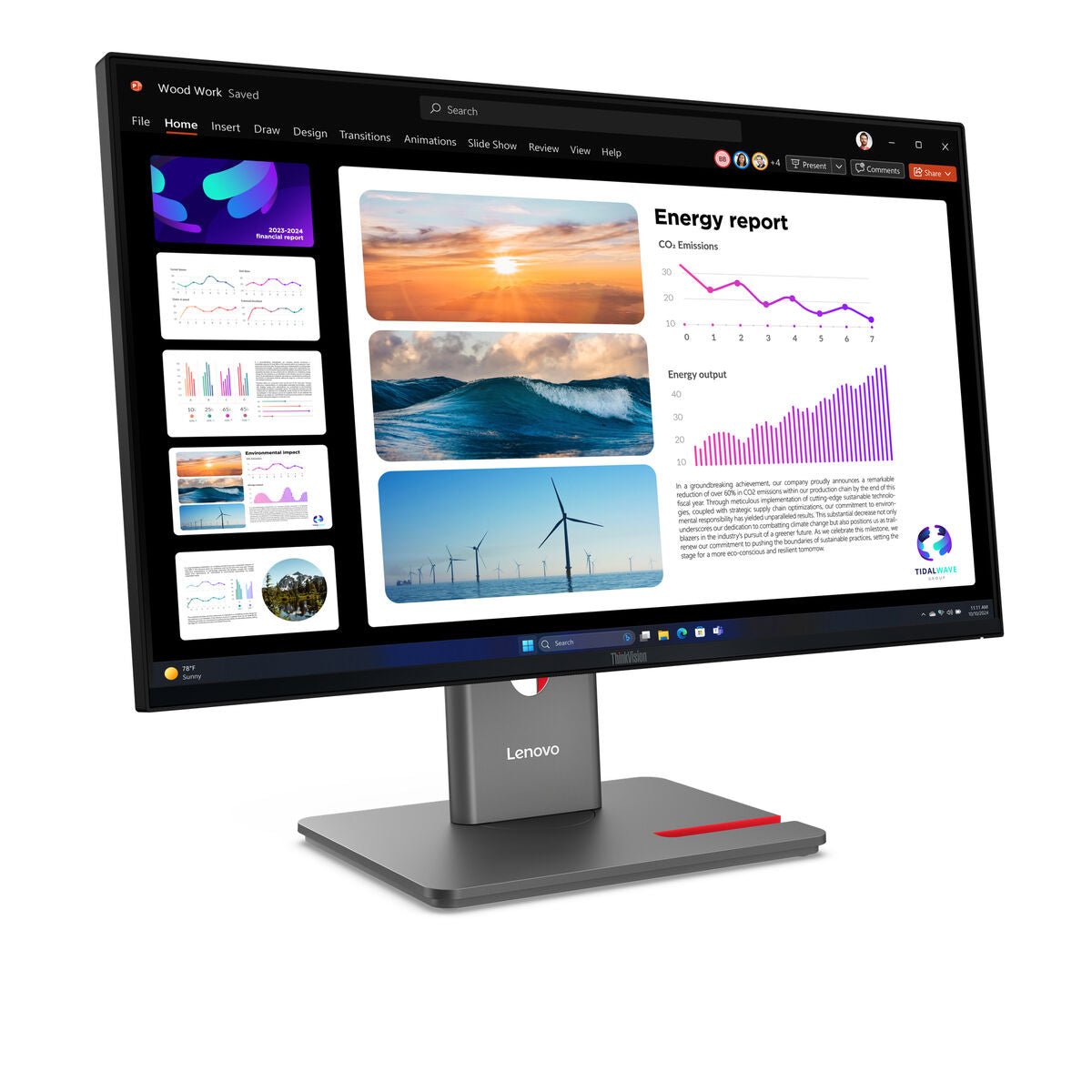 LENOVO ThinkVision P24Q-40 LED Écran 24p 2560x1440 QHD 120Hz IPS 300cd/m2 1500:1 HDR10 4ms HDMI DisplayPort DaisyChain