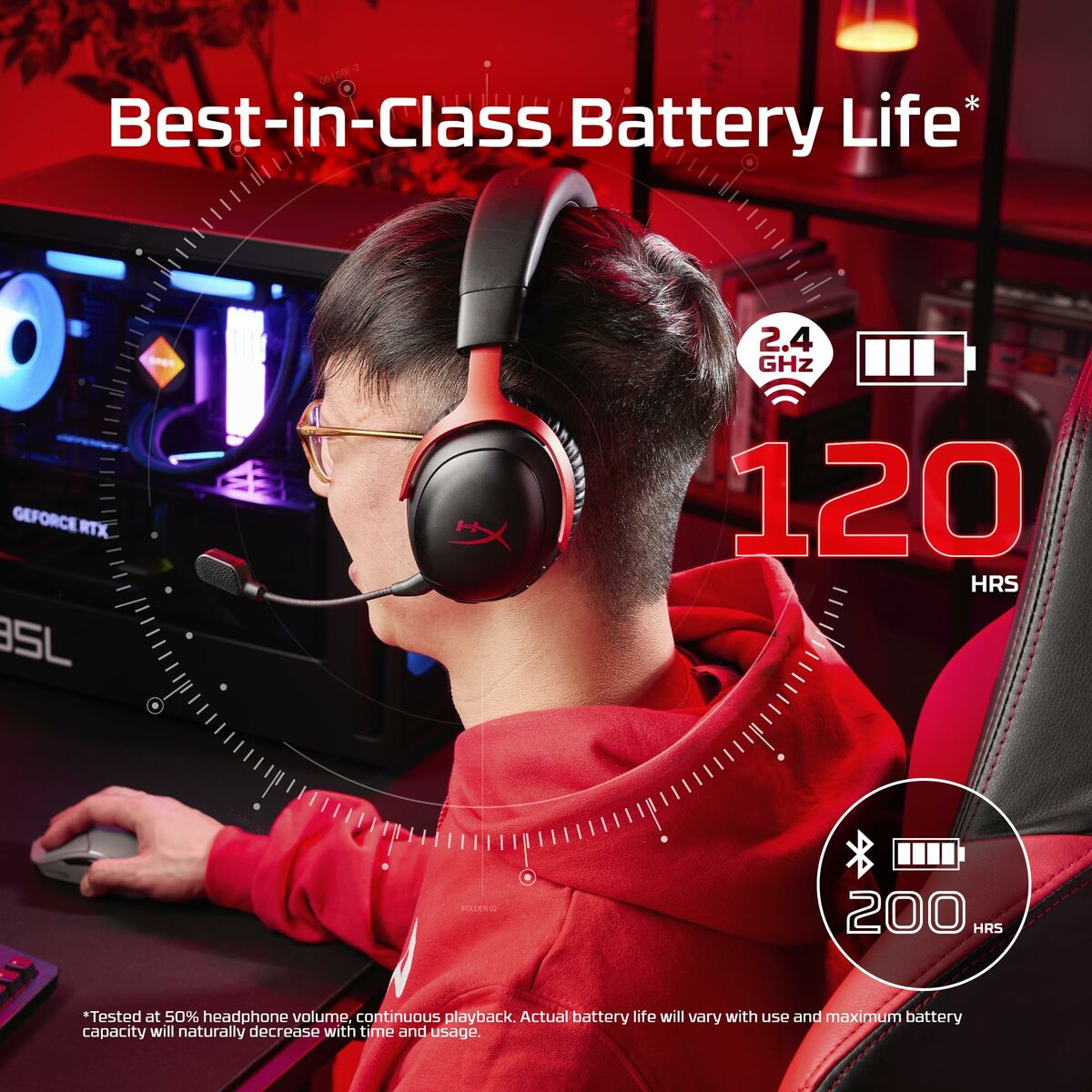 HyperX Cloud III S Wireless - Casque Gaming (Noir-Rouge)