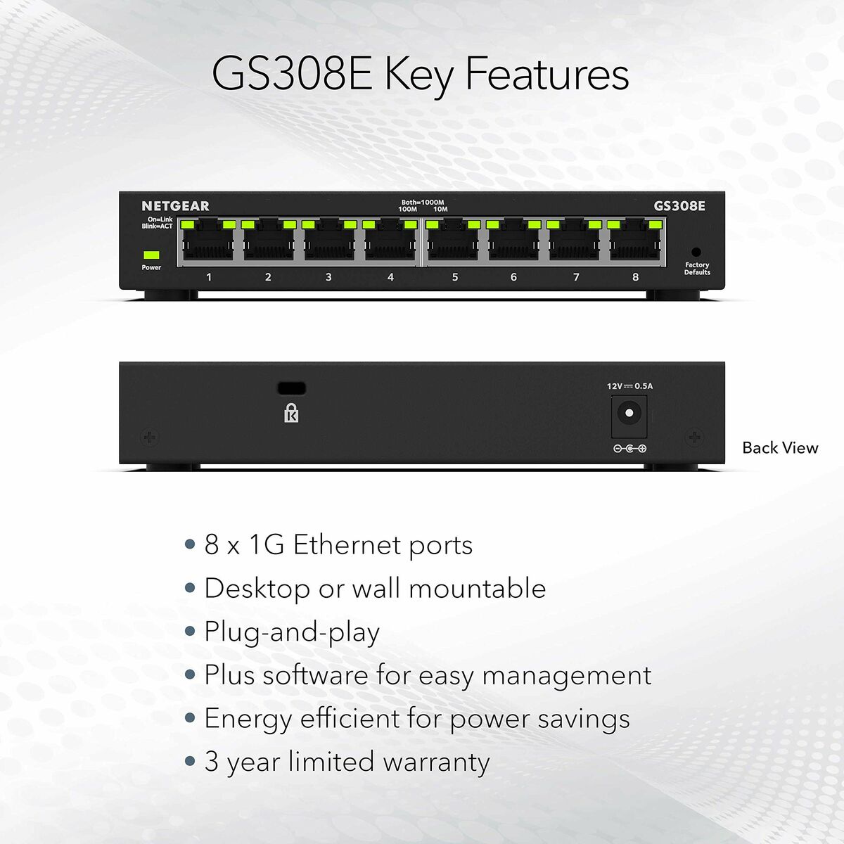 NETGEAR 8Port Gigabit Plus Switch GS308E