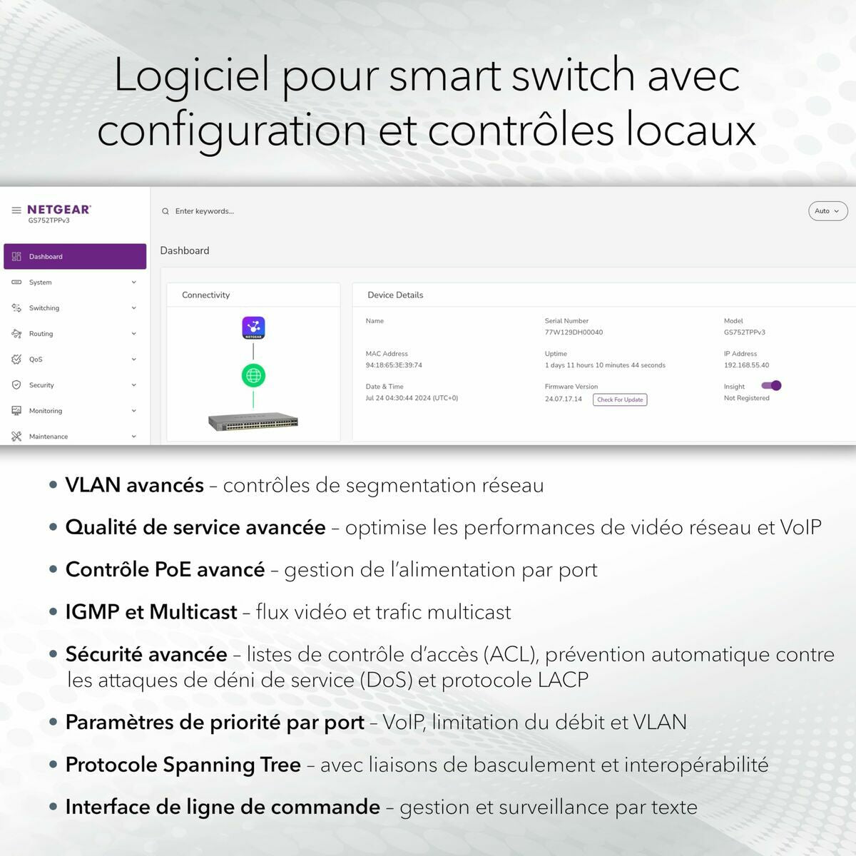 NETGEAR 24P GE POE++ Smart Switch W/10G SFP+ GS728TXUP