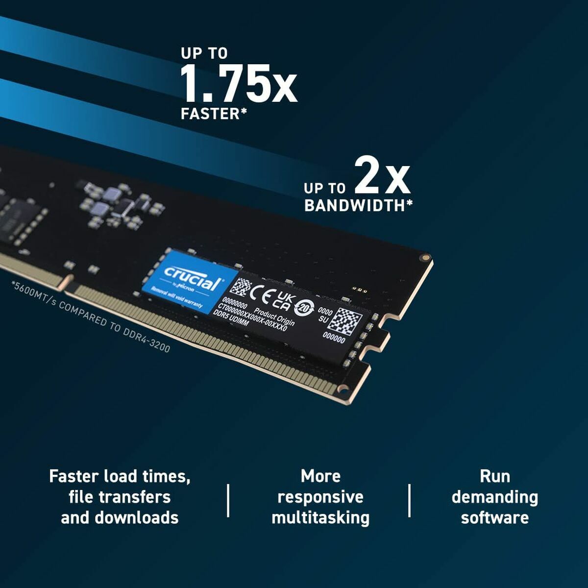 Module de mémoire Crucial CT8G56C46U5 8 Go 1 x 8 Go DDR5 ECC