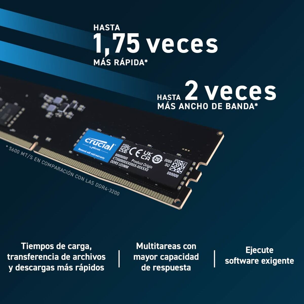 Module de mémoire Crucial CT2K16G56C46U5 32 Go 2 x 16 Go DDR5 ECC