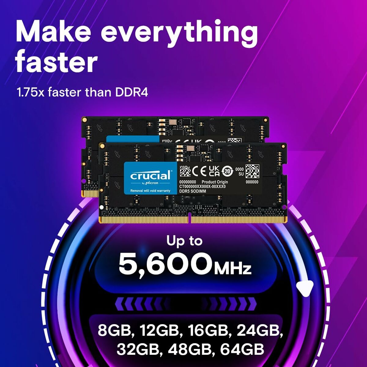 Crucial CT32G56C46S5 module de mémoire 32 Go 1 x 32 Go DDR5 262-pin SO-DIMM