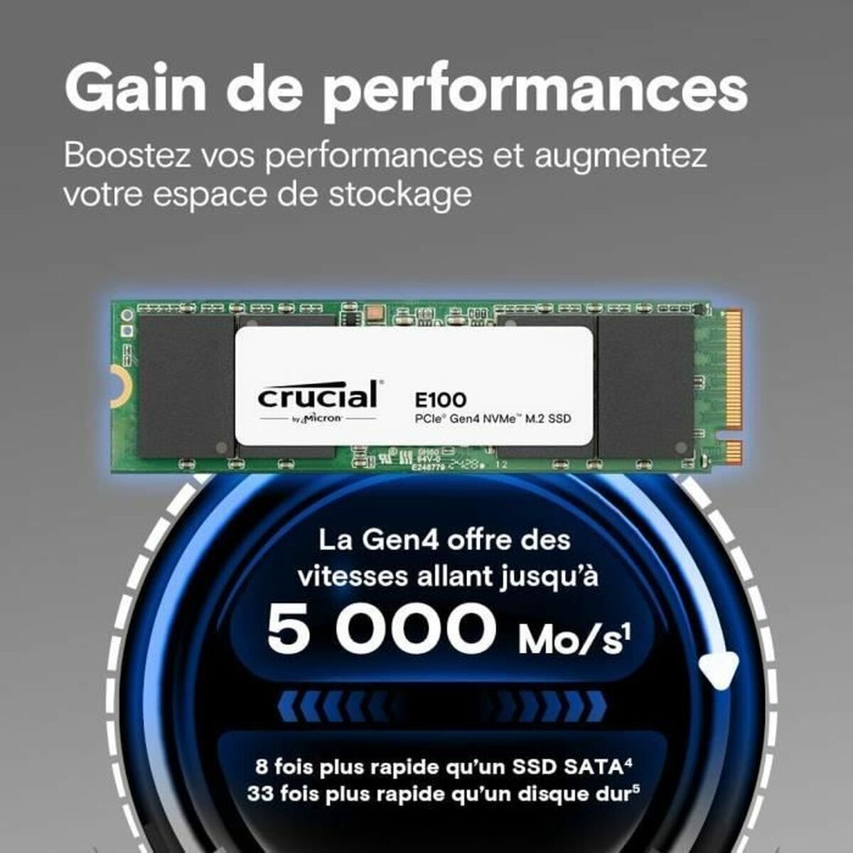 Crucial E100 480 Go M.2 PCI Express 4.0 NVMe