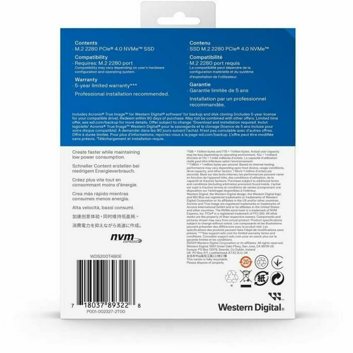 WD SSD Blue SN5000 2TB PCIe Gen4 NVMe