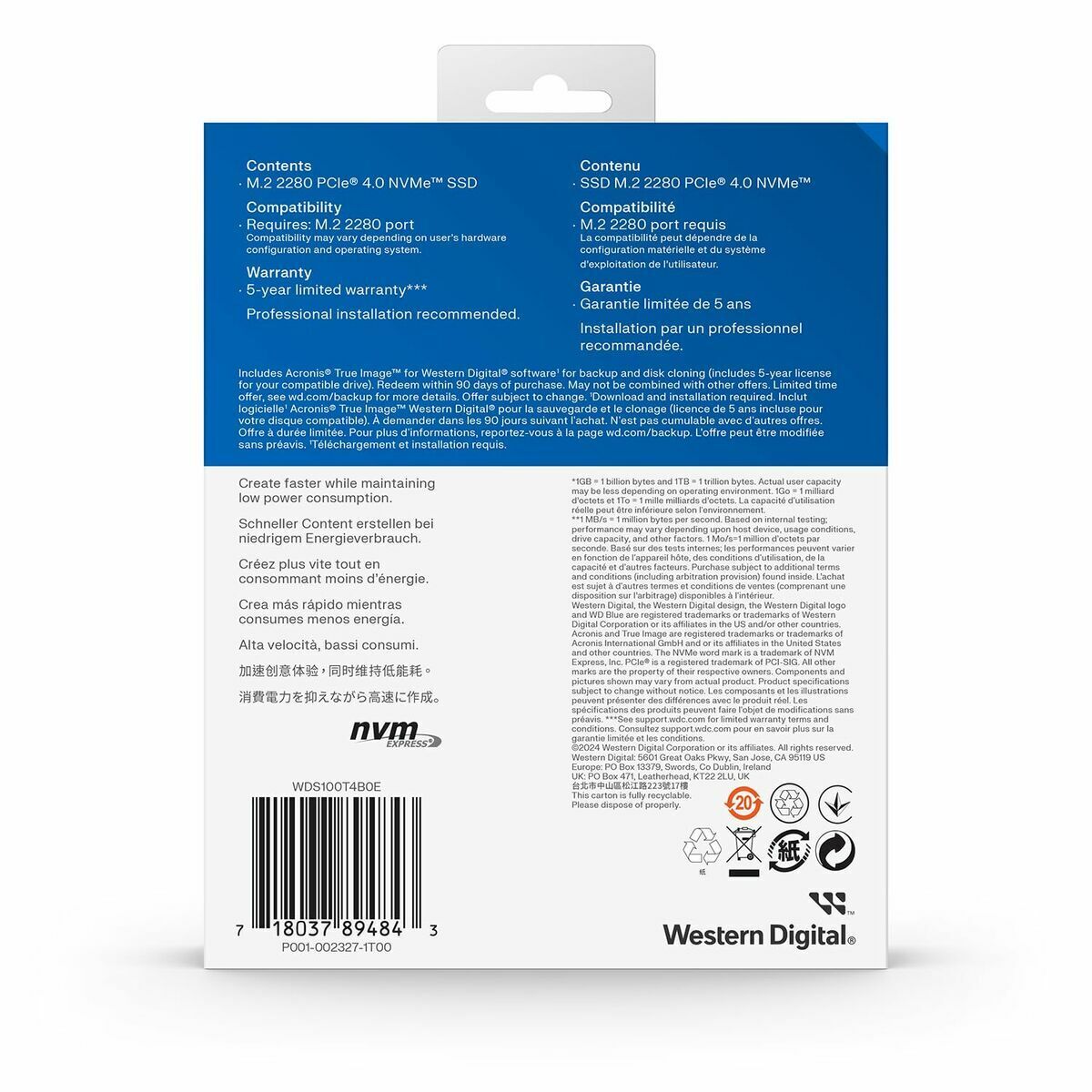 WD SSD Blue SN5000 1TB PCIe Gen4 NVMe