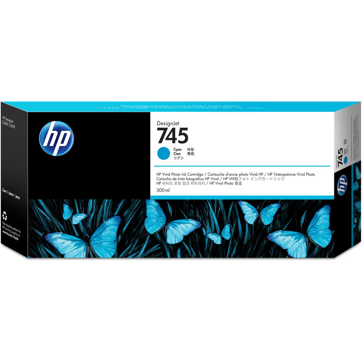 HP 745 original Ink cartridge F9K03A Cyan 300 ml