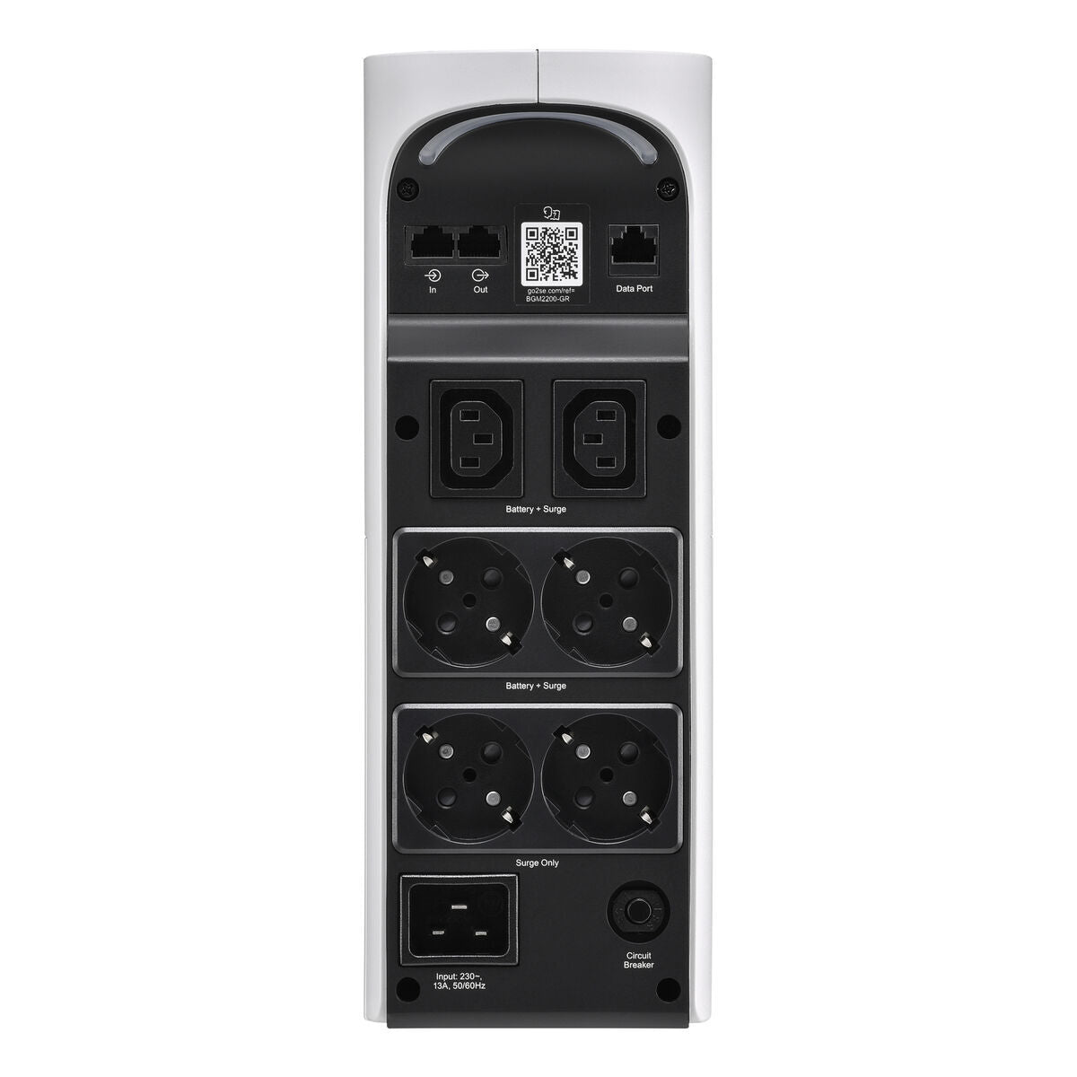 APC Back-UPS Pro 2200VA/1320W Tower 230V 4x Schuko and 2x IEC C13 outputs RGB lighting pure sine wave Arctic white