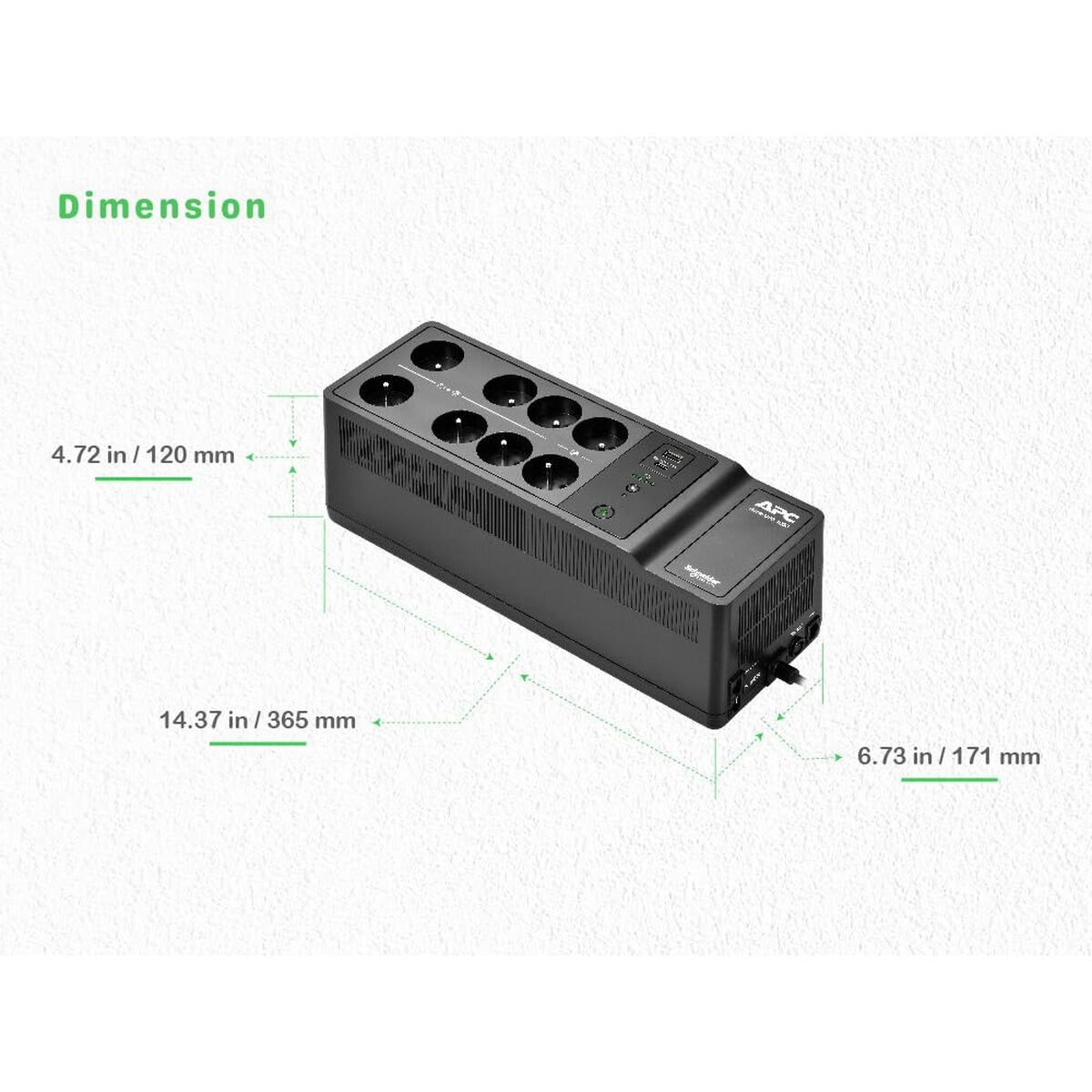 APC Back-UPS UPS wall mountable / surface mountable AC 230V 300Watt 500VA output connectors 8