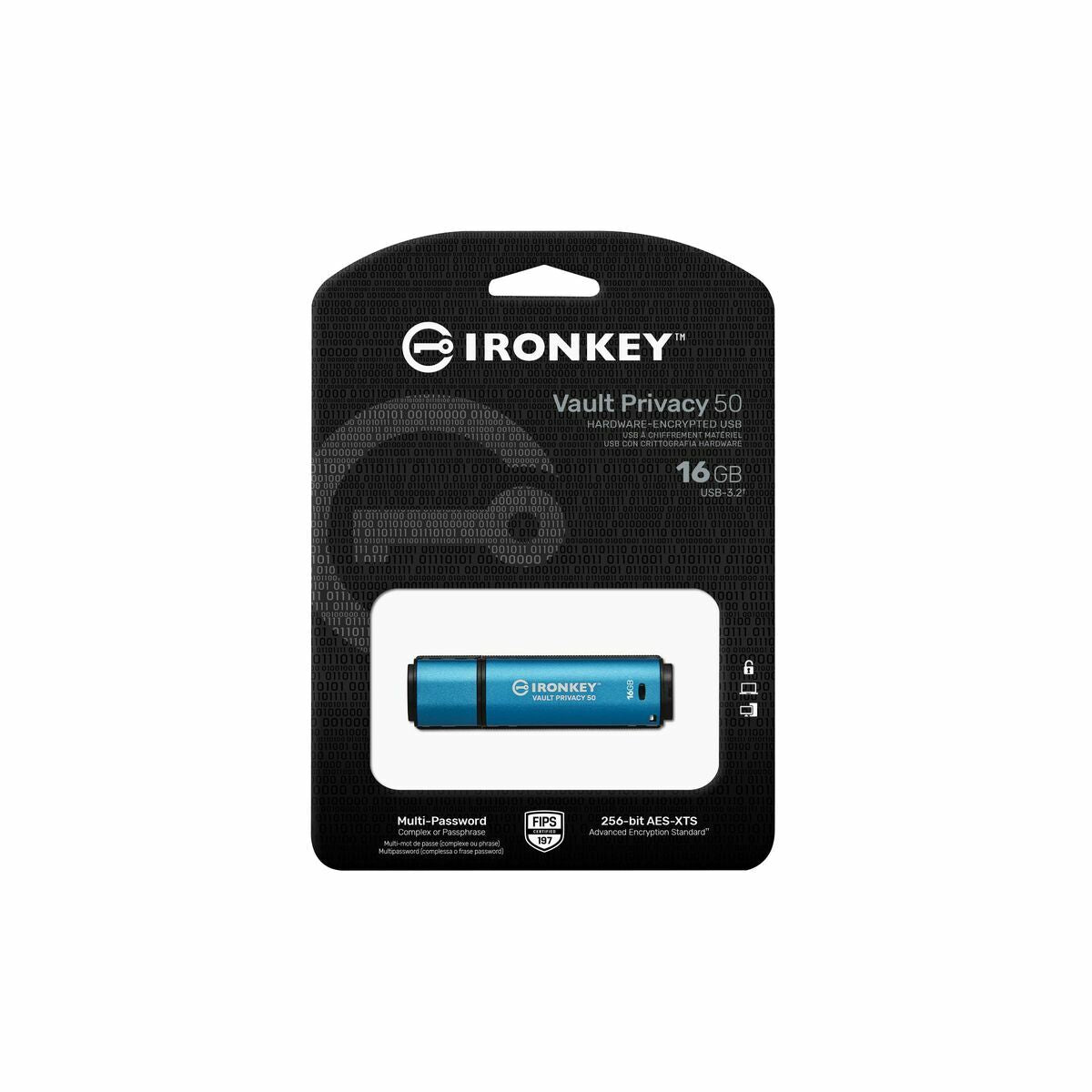 KINGSTON 16Go IronKey Vault Privacy 50 USB AES-256 Encrypted FIPS 197
