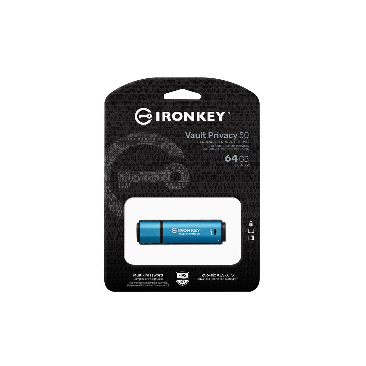 KINGSTON 64Go IronKey Vault Privacy 50 USB AES-256 Encrypted FIPS 197