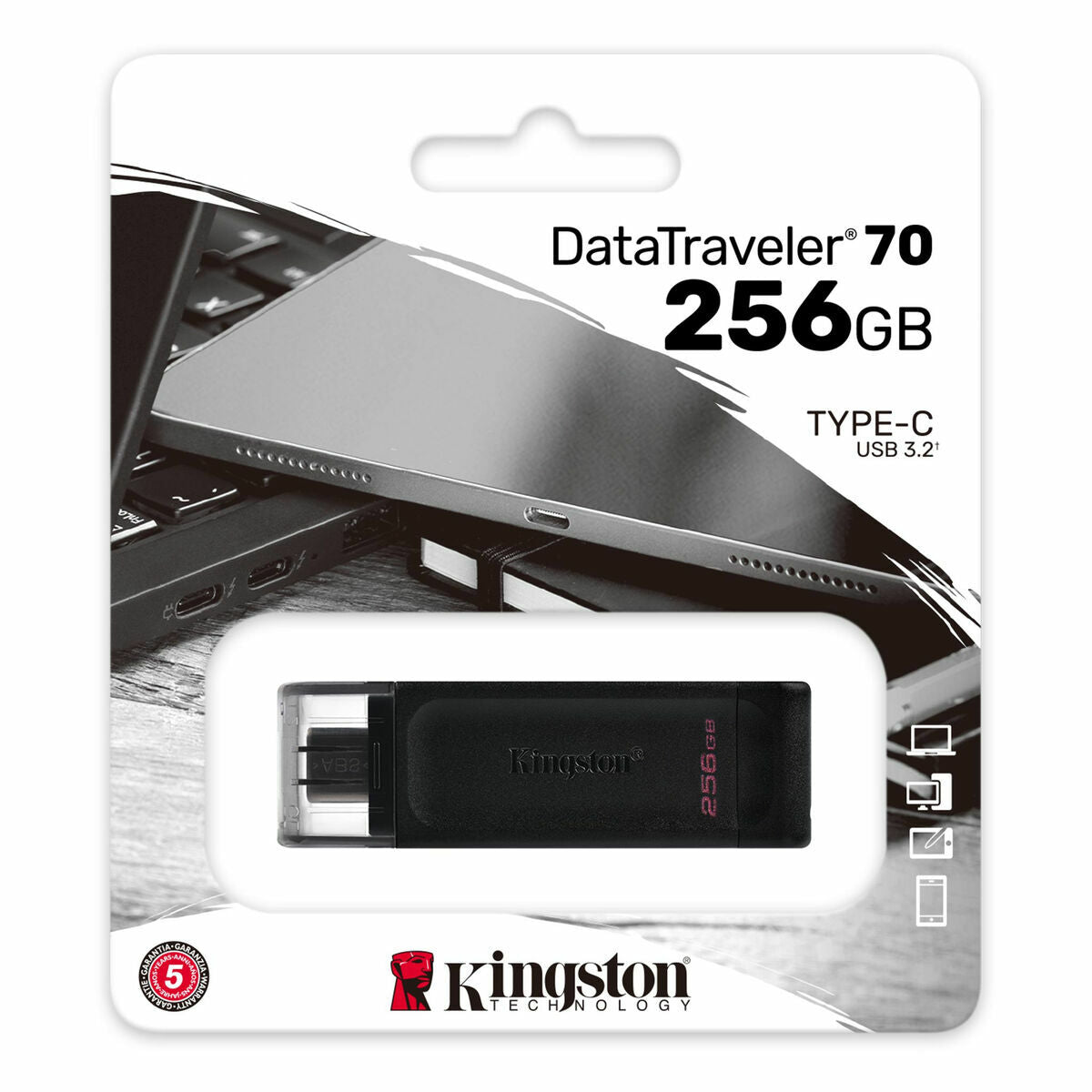 KINGSTON 256Go DataTraveler 70 USB-C 3.2 Gen 1