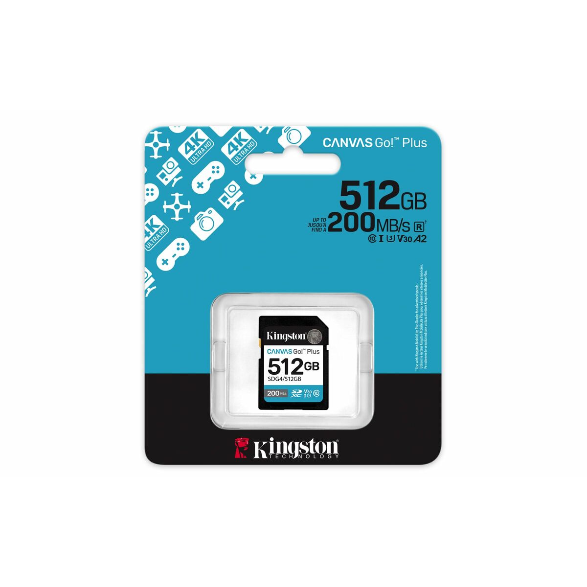 KINGSTON 512Go SDXC Canvas Go Plus Gen4 200Mo/s C10 UHS-I U3 V30