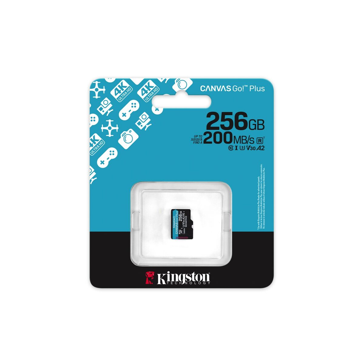 KINGSTON 256Go microSDXC Canvas Go Plus Gen4 200R A2 U3 Single Pack w/o ADP