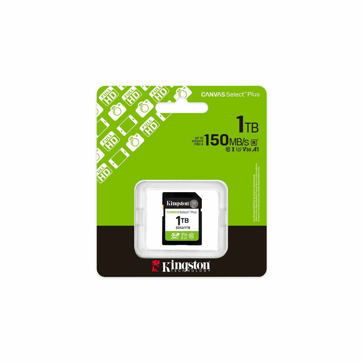 KINGSTON Canvas Select Plus Carte mémoire SDXC 1To Gen3 150MB/s C10 UHS-I U3 V30