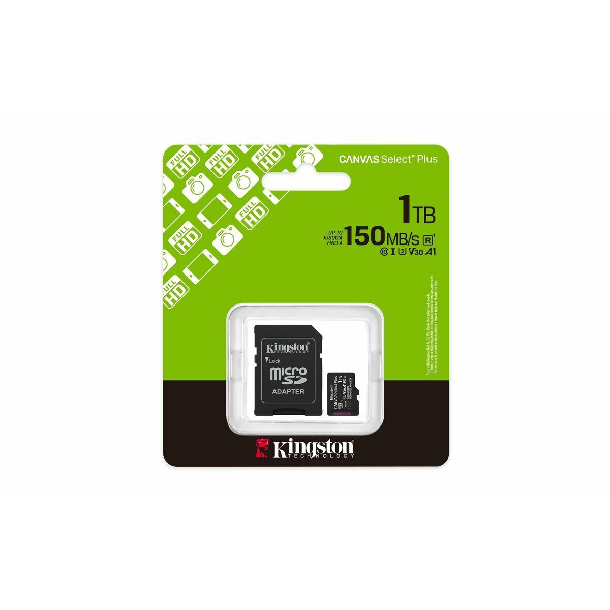 KINGSTON Canvas Select Plus Carte mémoire microSDXC 1To Gen3 150MB/s A1 Adaptateur SD Inclus