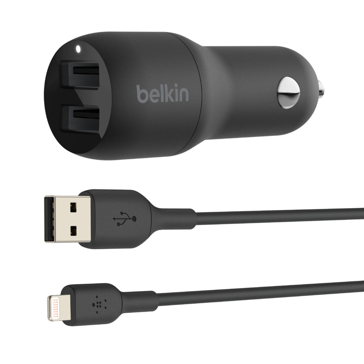 BELKIN BOOST CHARGE 24w USB-A Dual Car Charger w/ 1M PVC A-LTG Black