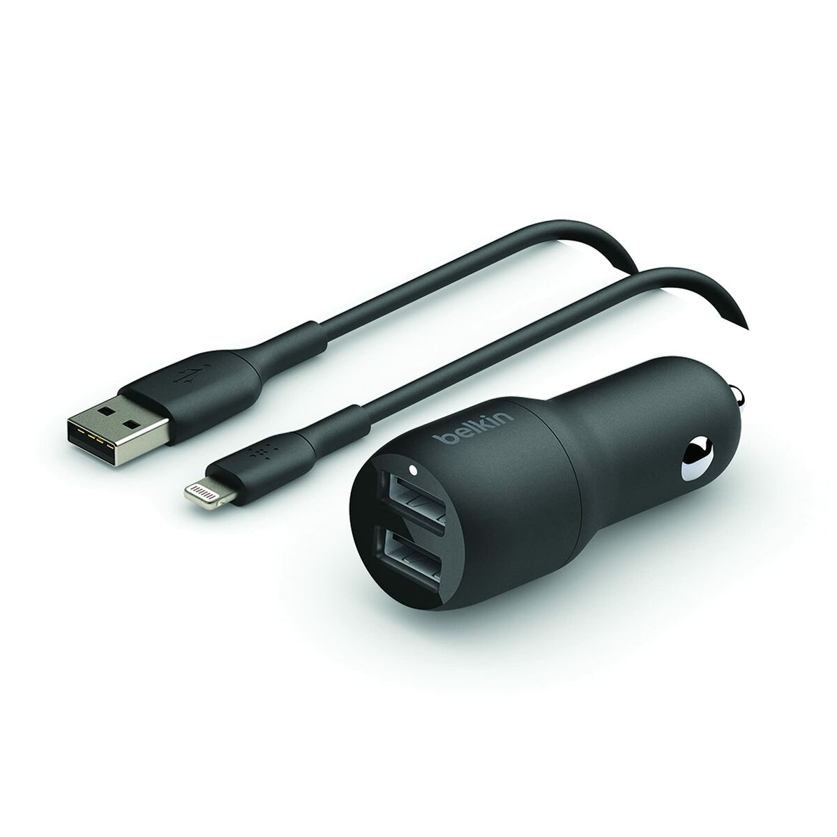 BELKIN BOOST CHARGE 24w USB-A Dual Car Charger w/ 1M PVC A-LTG Black