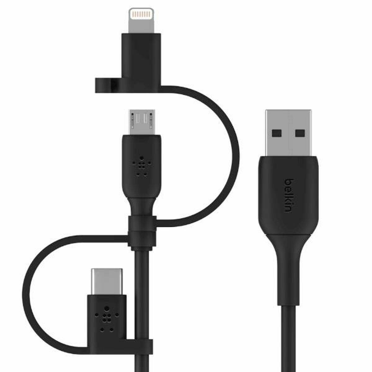 BELKIN Cable USB-A vers USB-C Lightning et MicroUSB