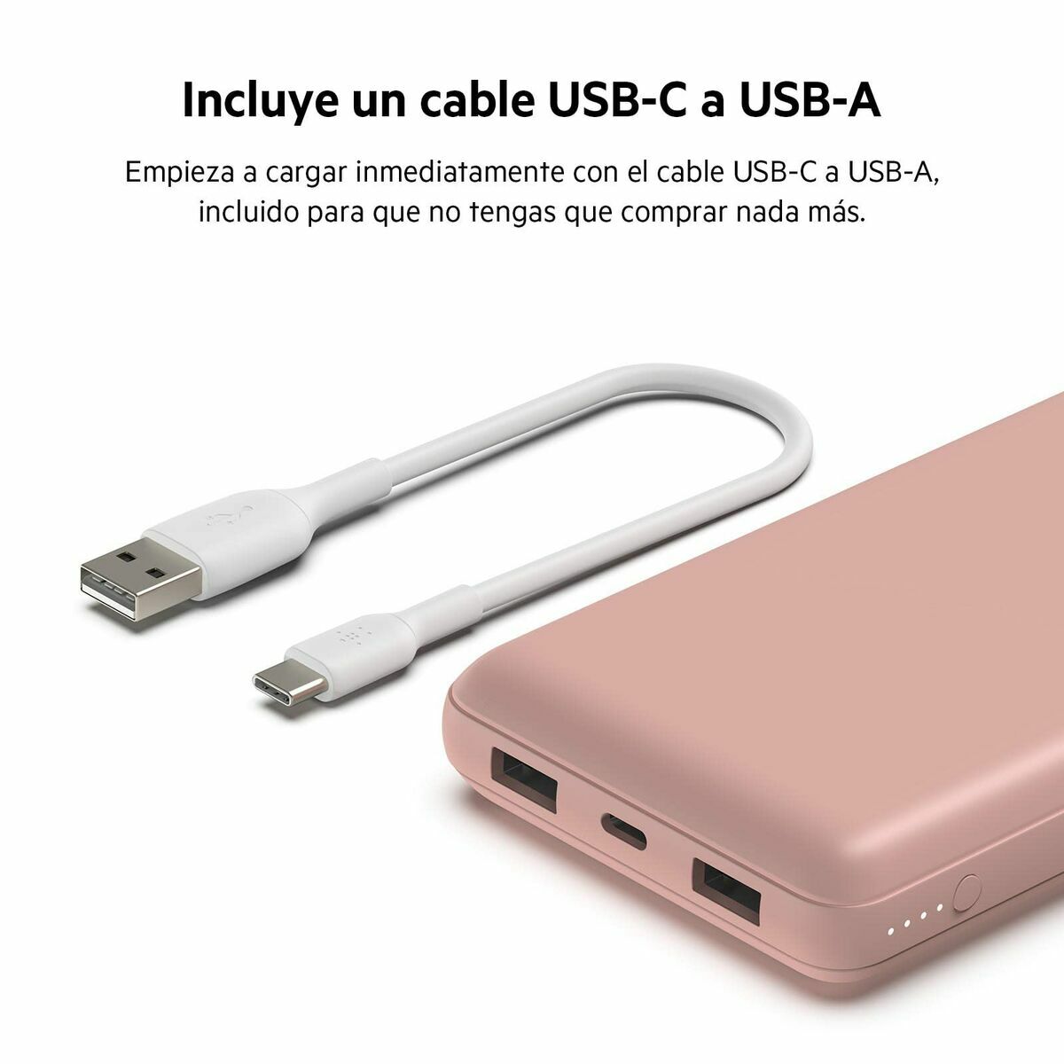 BELKIN Powerbank 20K 15W USB-C cable inclus + 2 USB-A Rose