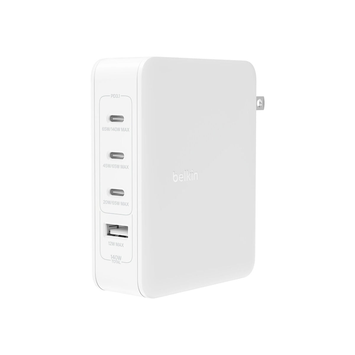 BELKIN PD 140W GAN Wall Charger White With UK+EU+US Plug