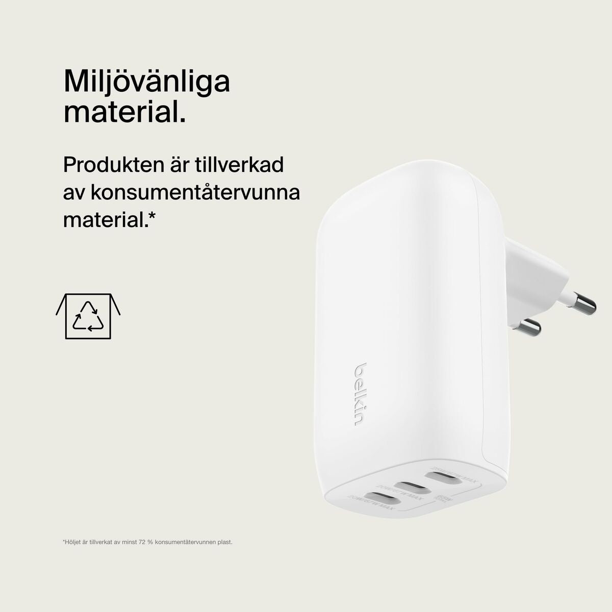 BELKIN BOOSTCHARGE 3-Port USB-C Wall Charger with PPS 67w