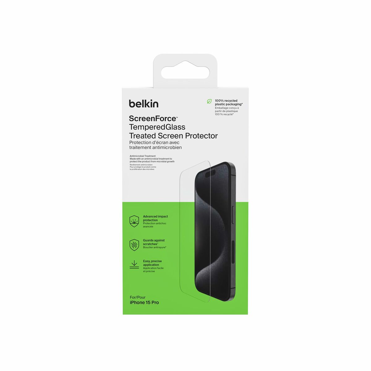 BELKIN ScreenForce Pro TemperedGlass AM Screen Protection for iPhone 15 Pro
