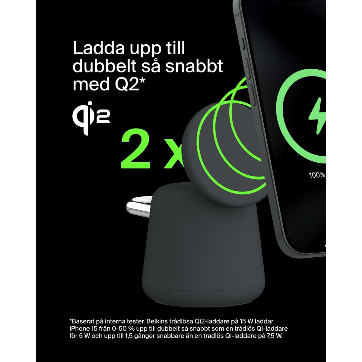 BELKIN BOOST CHARGE PRO 2in1 Qi2 15w Charging Stand Charcoal