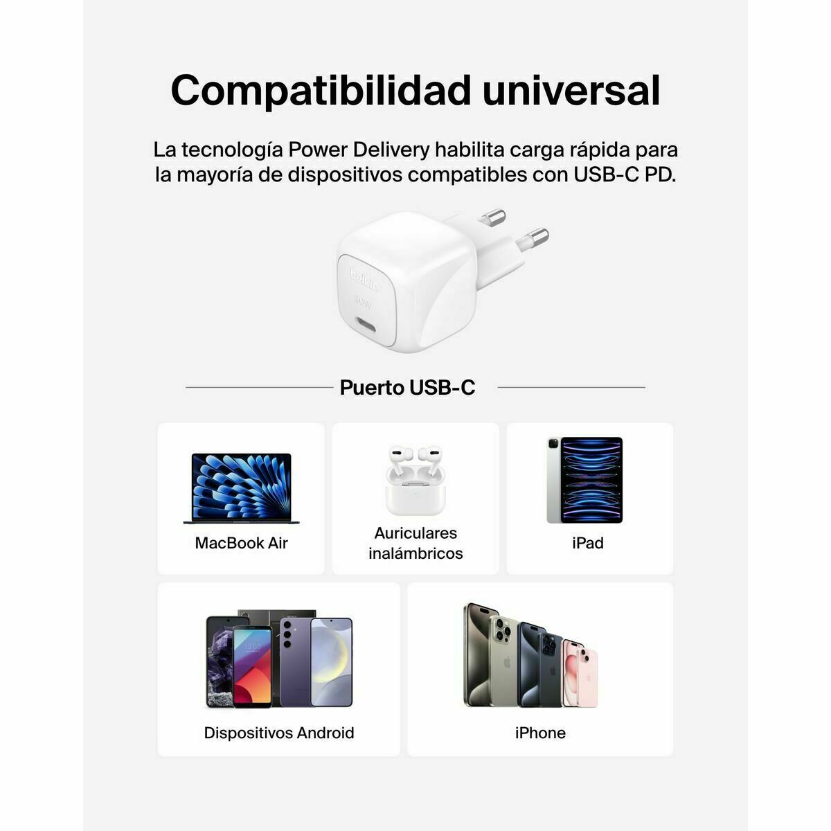 BELKIN 30W USB PD Wall Charger with PPS WHT