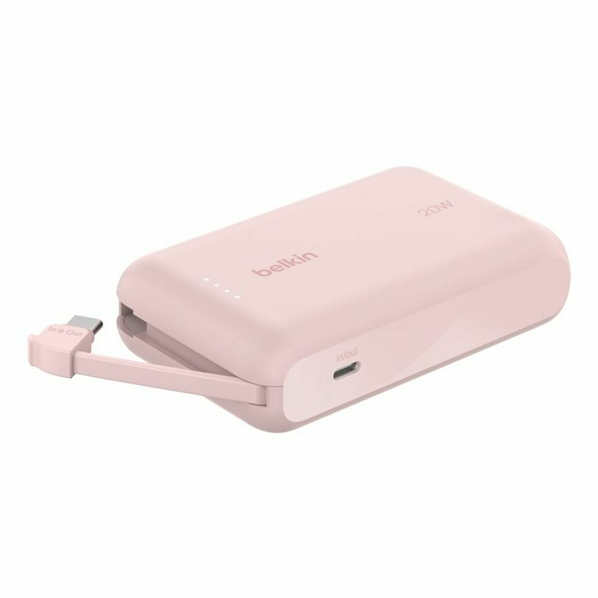 BELKIN 10k PD20w Integrated USB-C Cable Power Bank Pink