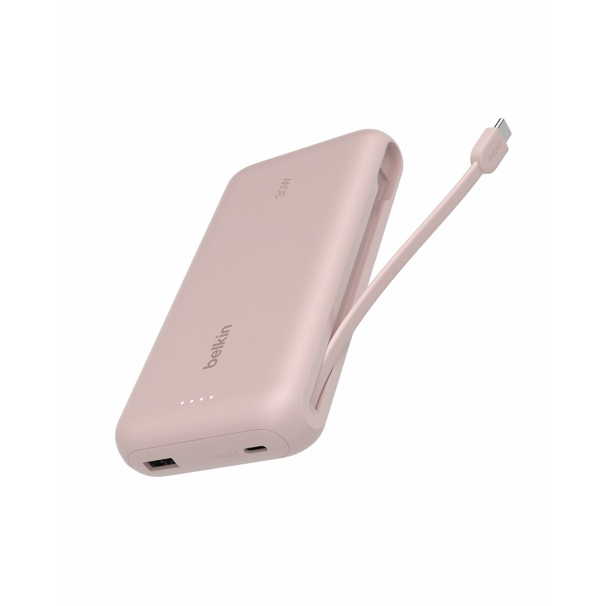 BELKIN 20k PD30w Integrated USB-C Cable Power Bank Pink